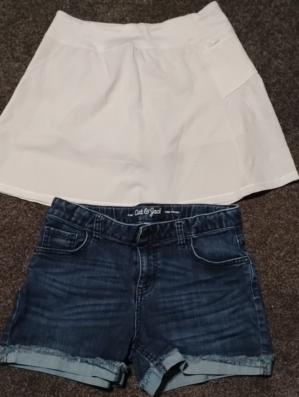 White Skort And Denim Shorts